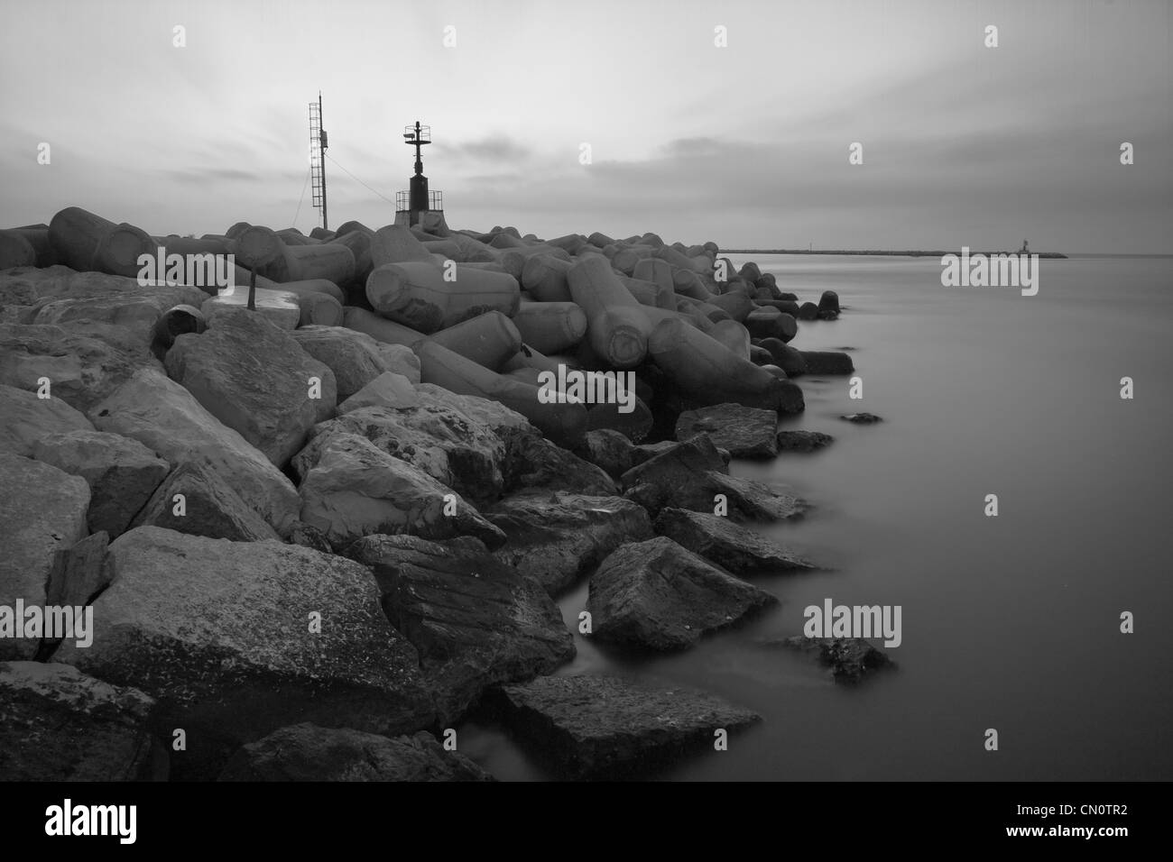 Long exposure from the dam of Sottomarina Stock Photo