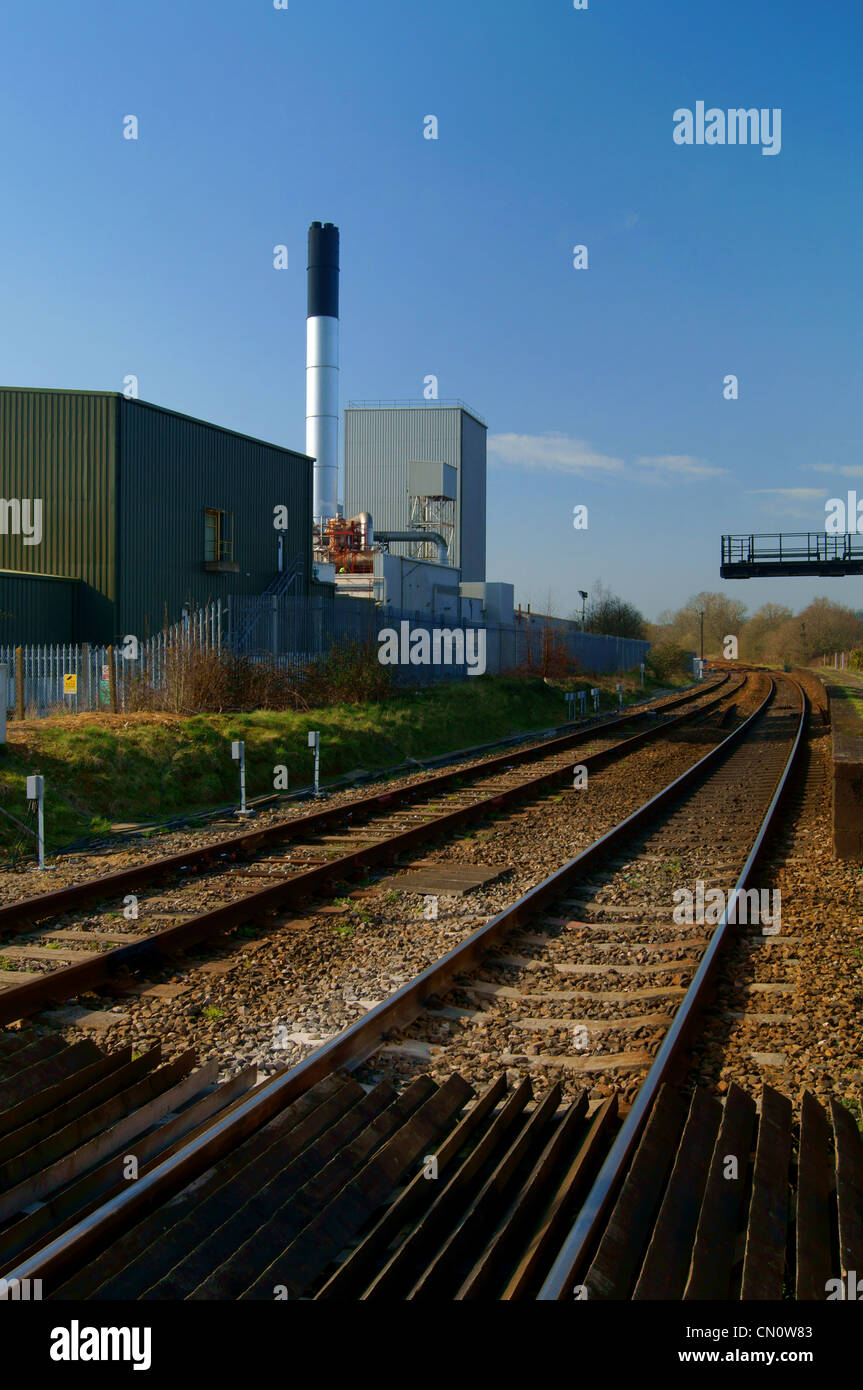 UK,Somerset,Chard Junction,Dairy Crest Factory & Railway Line Stock Photo