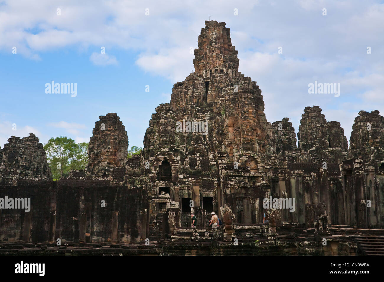 Statues at Bayon Temple, Angkor Thom, UNESCO World Heritage site, Cambodia Stock Photo