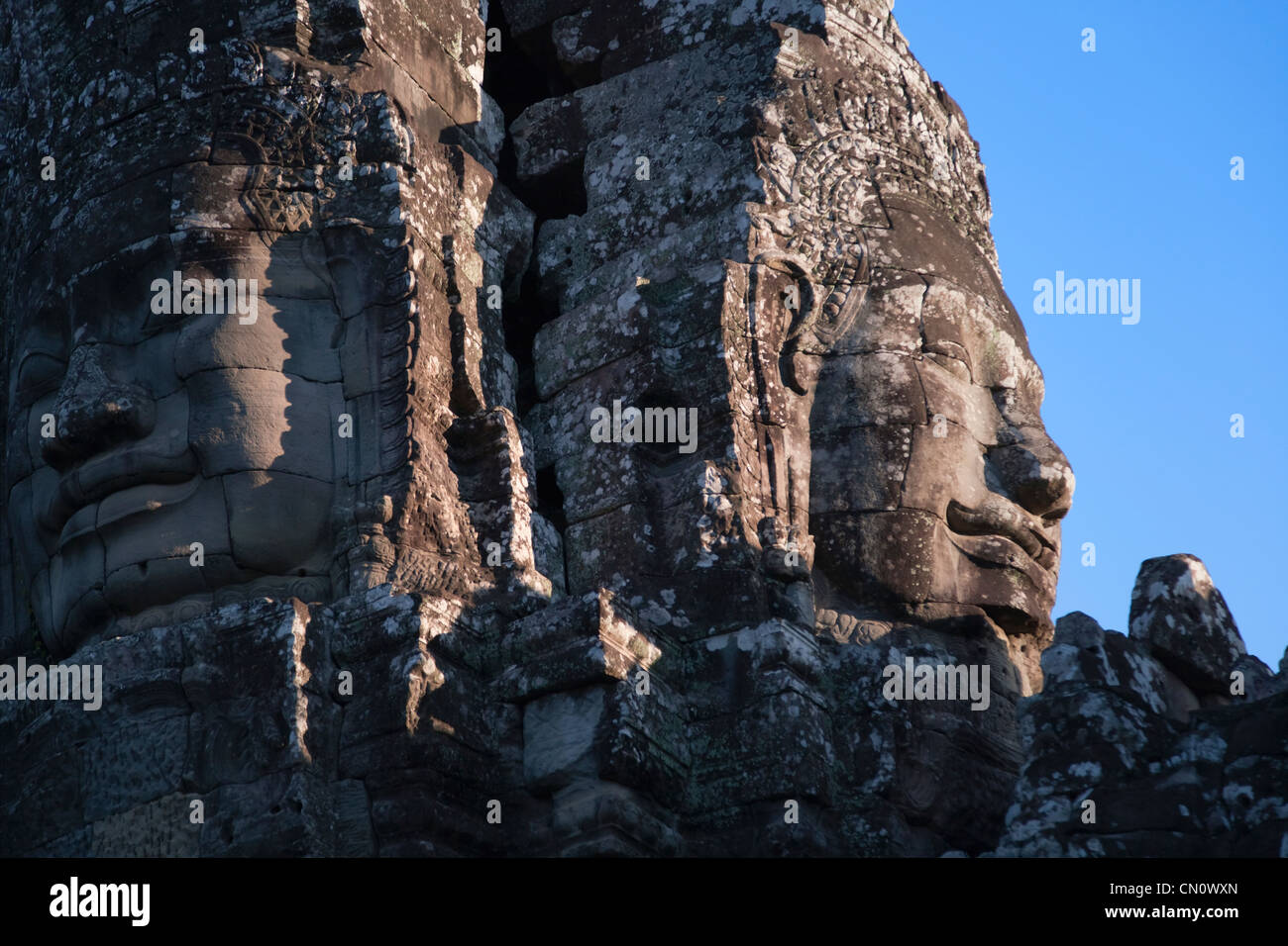 Huge smiling face at Bayon Temple, Angkor Thom, UNESCO World Heritage site, Cambodia Stock Photo