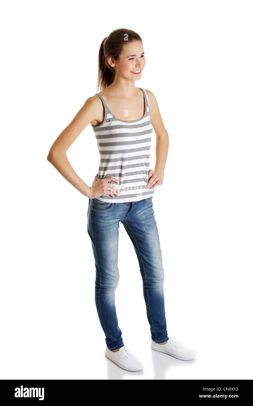 Happy teen student girl, isolated on white background Stock Photo - Alamy