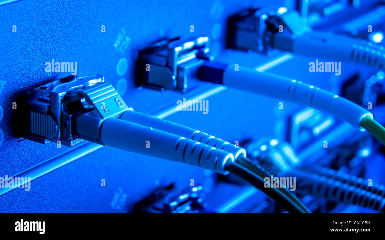 optic fiber cables connected to data center Stock Photo - Alamy