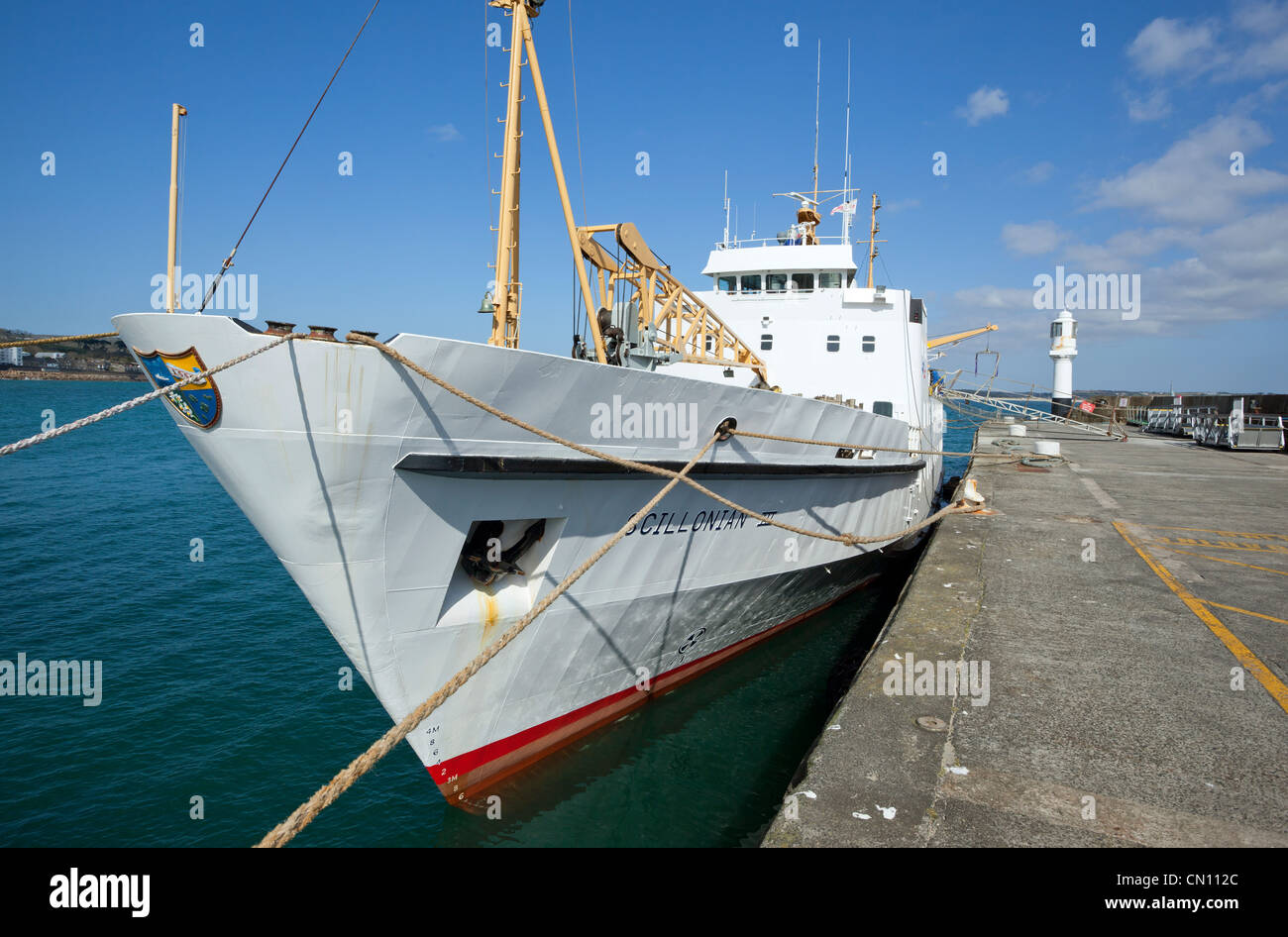 Scillonian III, the Isles of Scilly ferry, in Penzance harbour, Cornwall UK. Stock Photo