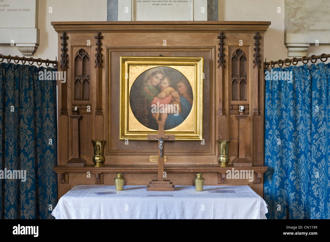 Small altar in Clyro Church Powys Wales UK Stock Photo