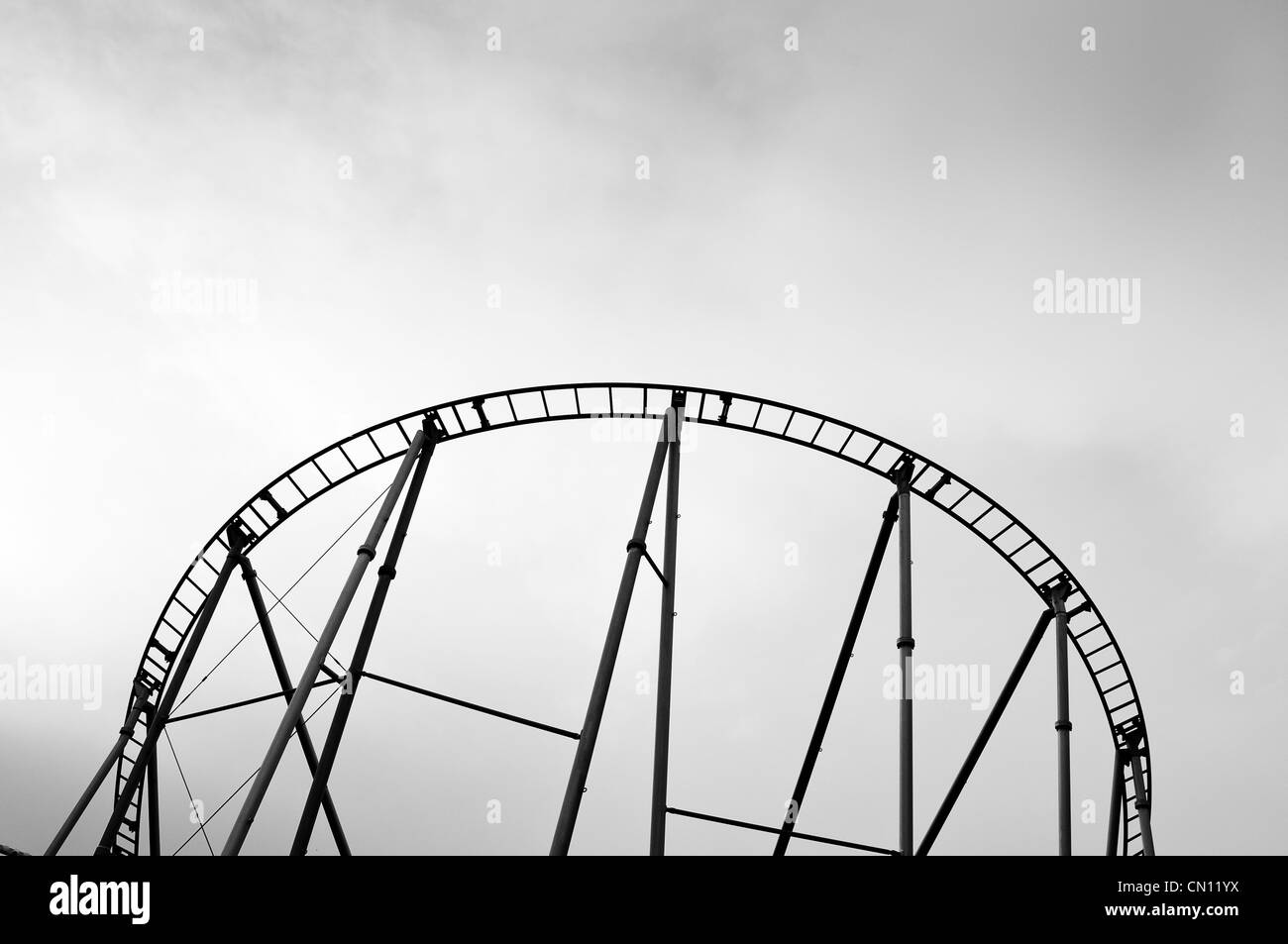 roller coaster rail on a cloudy day Stock Photo