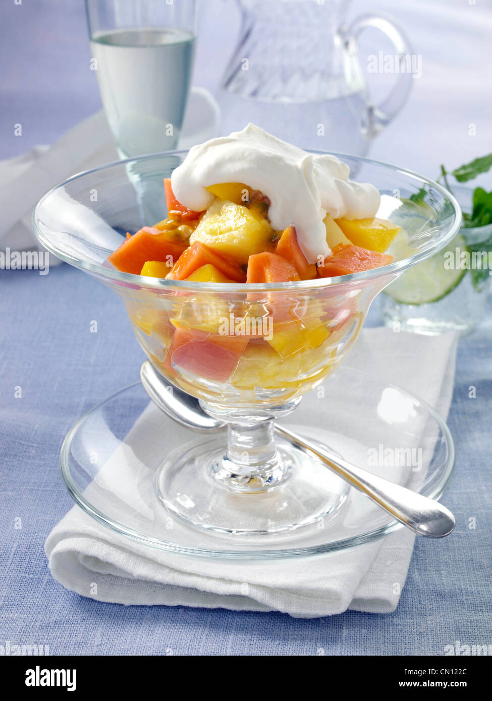 Tropical fruit salad mango pineapple and passion fruit Stock Photo Alamy