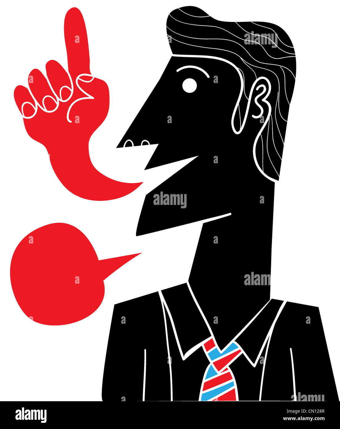 man speaks a hand shape globe of text Stock Photo - Alamy
