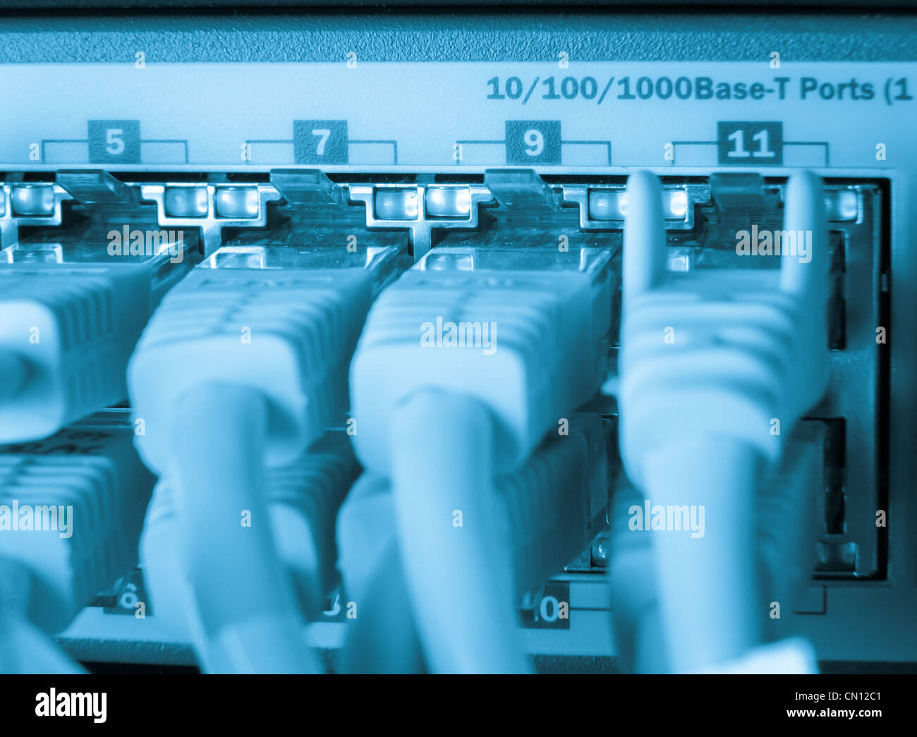 network cables connected to hub Stock Photo - Alamy