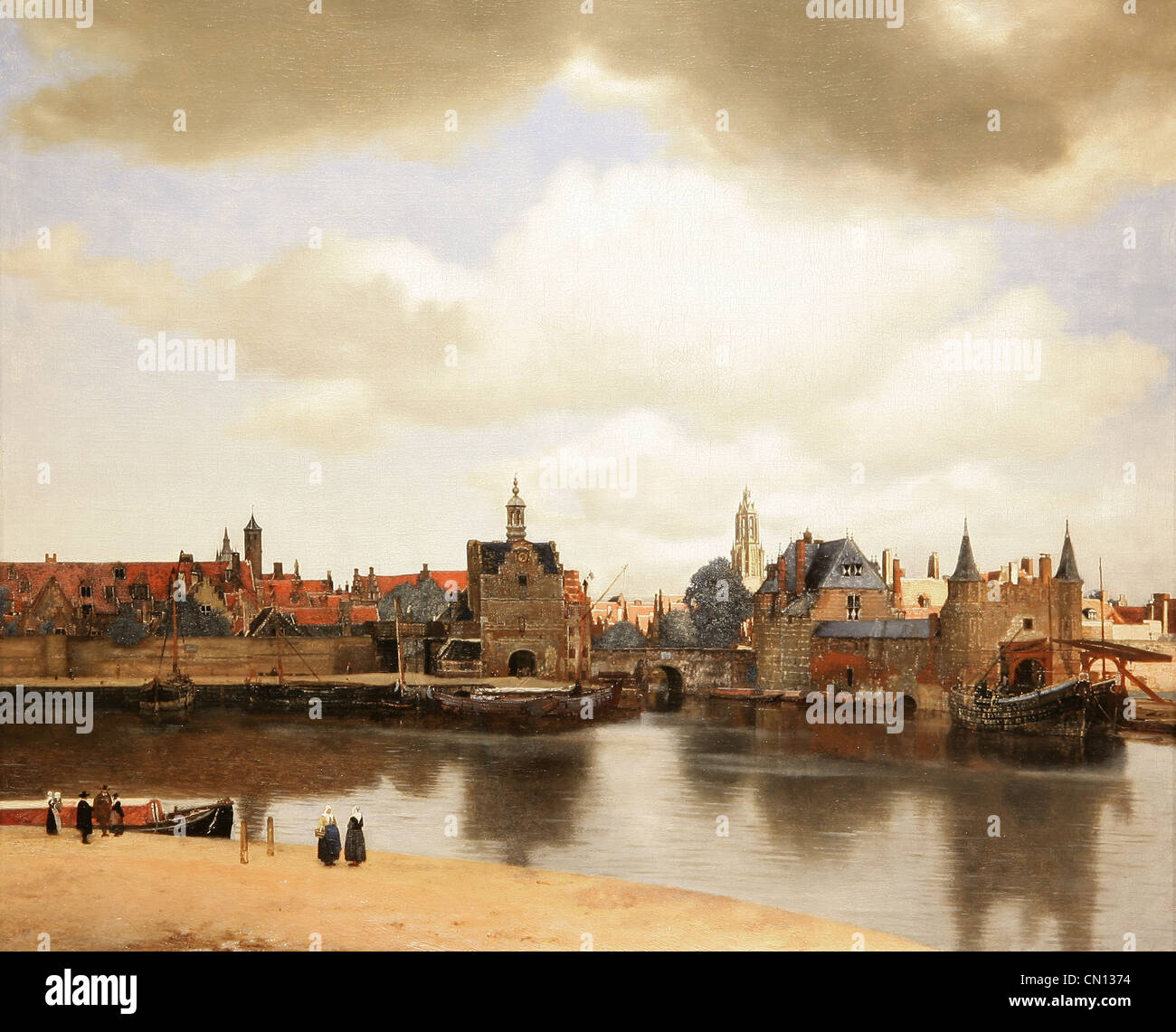 View of Delft (1660-1661) by Johannes Vermeer (1632–1675) Dutch Baroque Period painter. Stock Photo