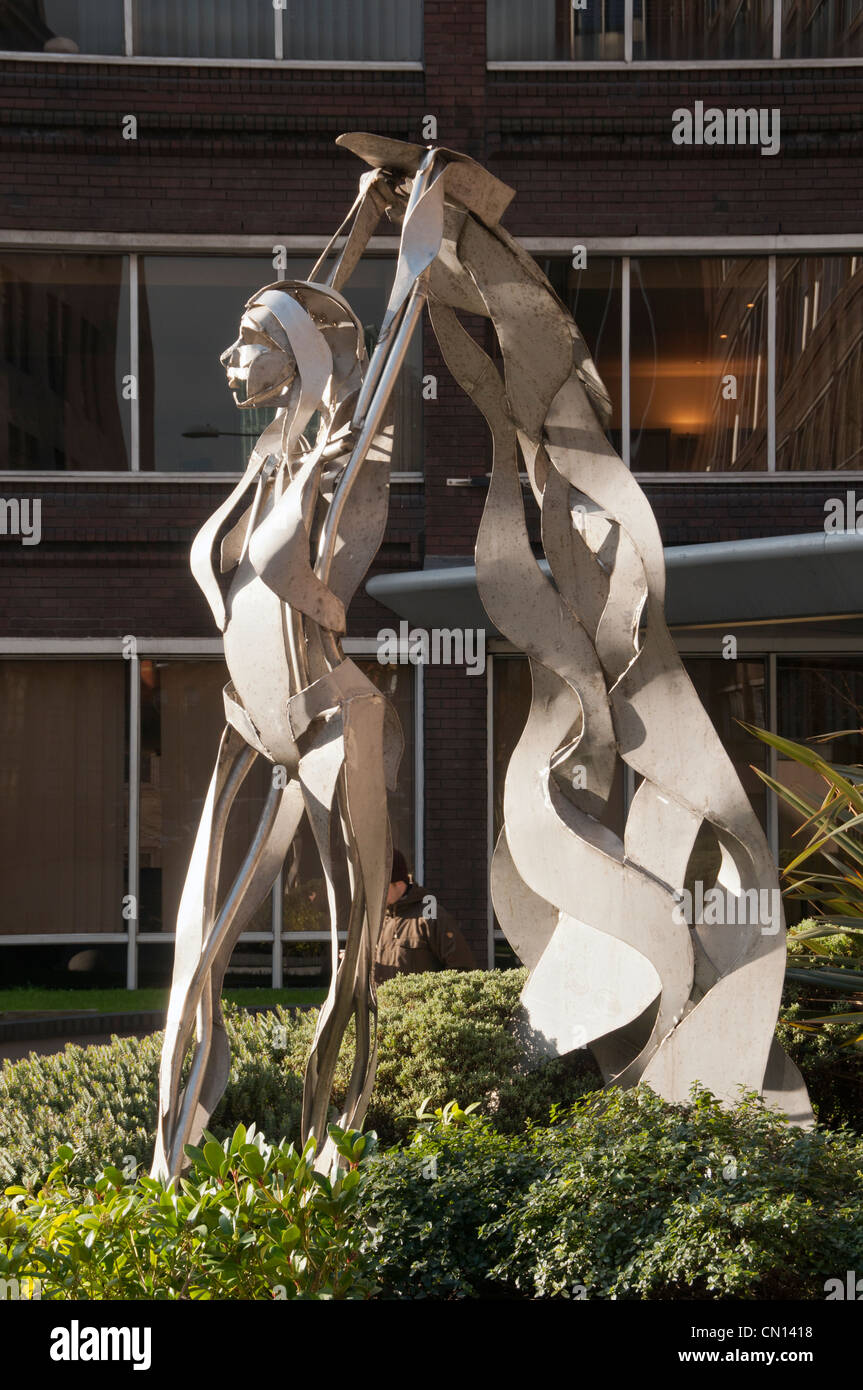 'The Fabric of Manchester'. A sculpture by Clare Bigger at St. Mary's Parsonage, Manchester, England, UK Stock Photo