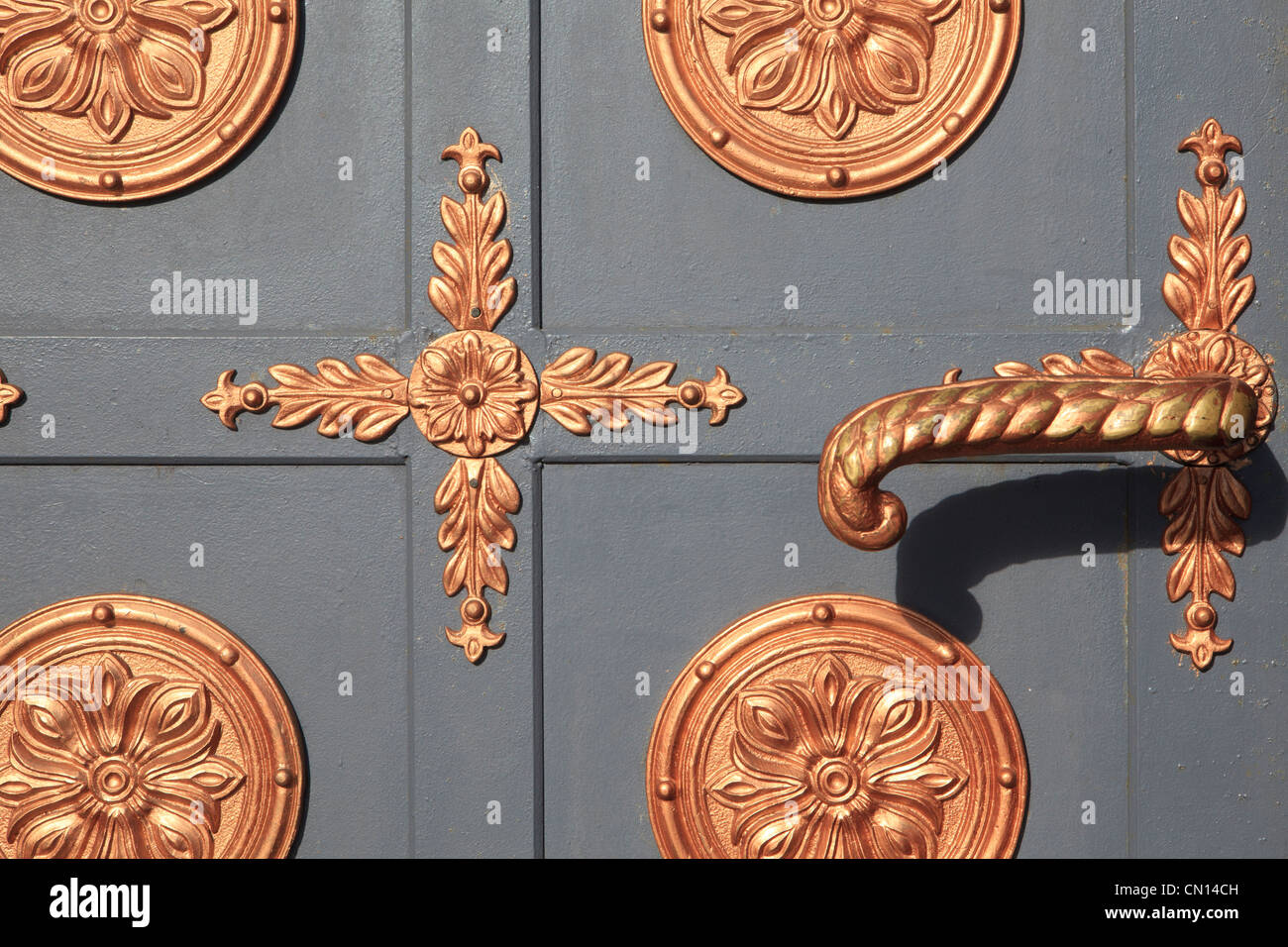 Closeup of one of the entrance doors to the Saint Michael's Golden-Domed Monastery in Kiev, Ukraine Stock Photo