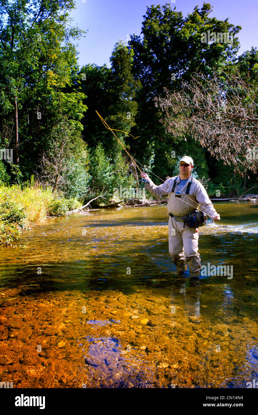 Fly fishing on the Credit River, Ontario Canada Stock Photo - Alamy
