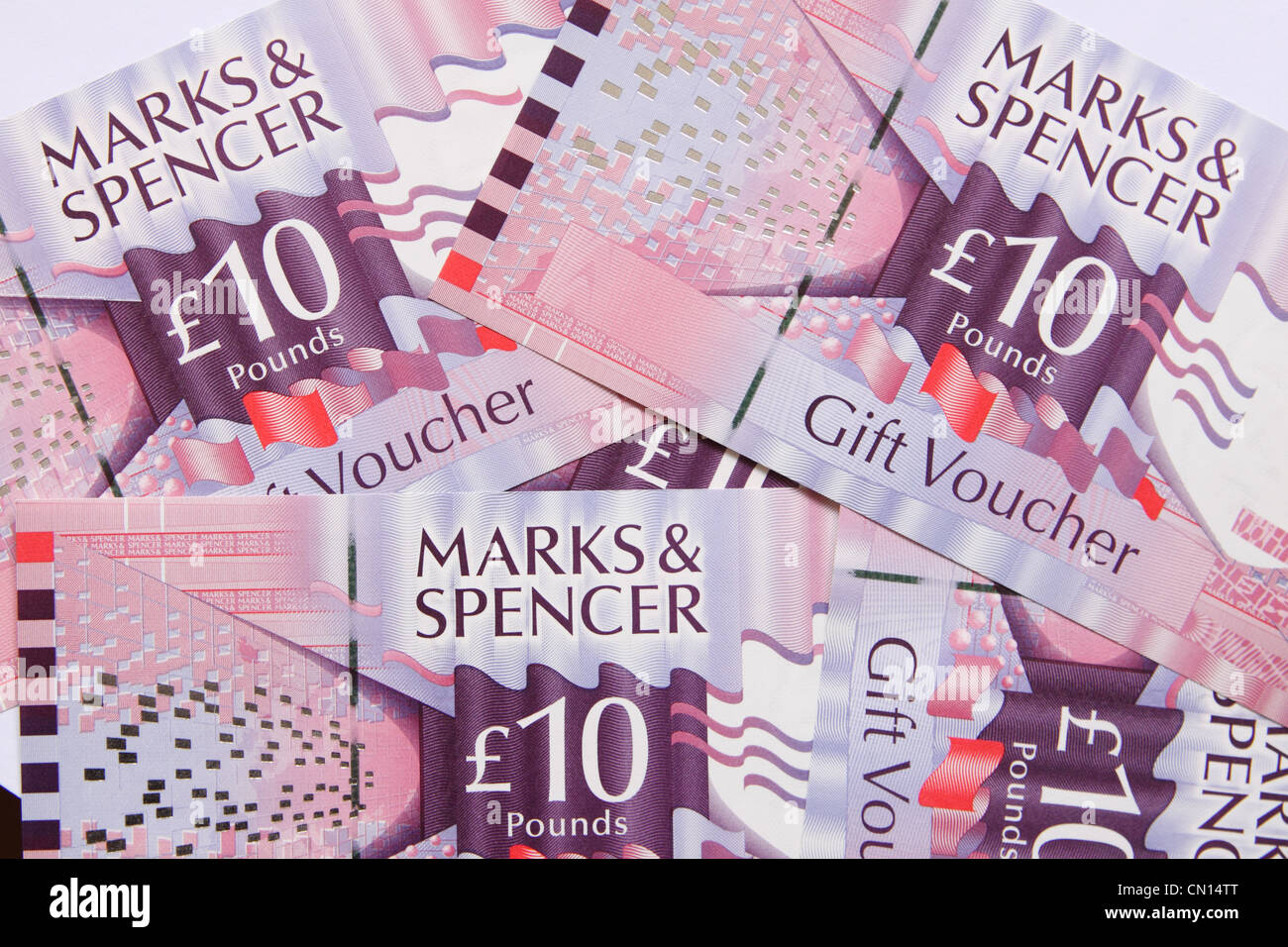 Marks and Spencer £10 gift voucher M&S retail voucher Stock Photo