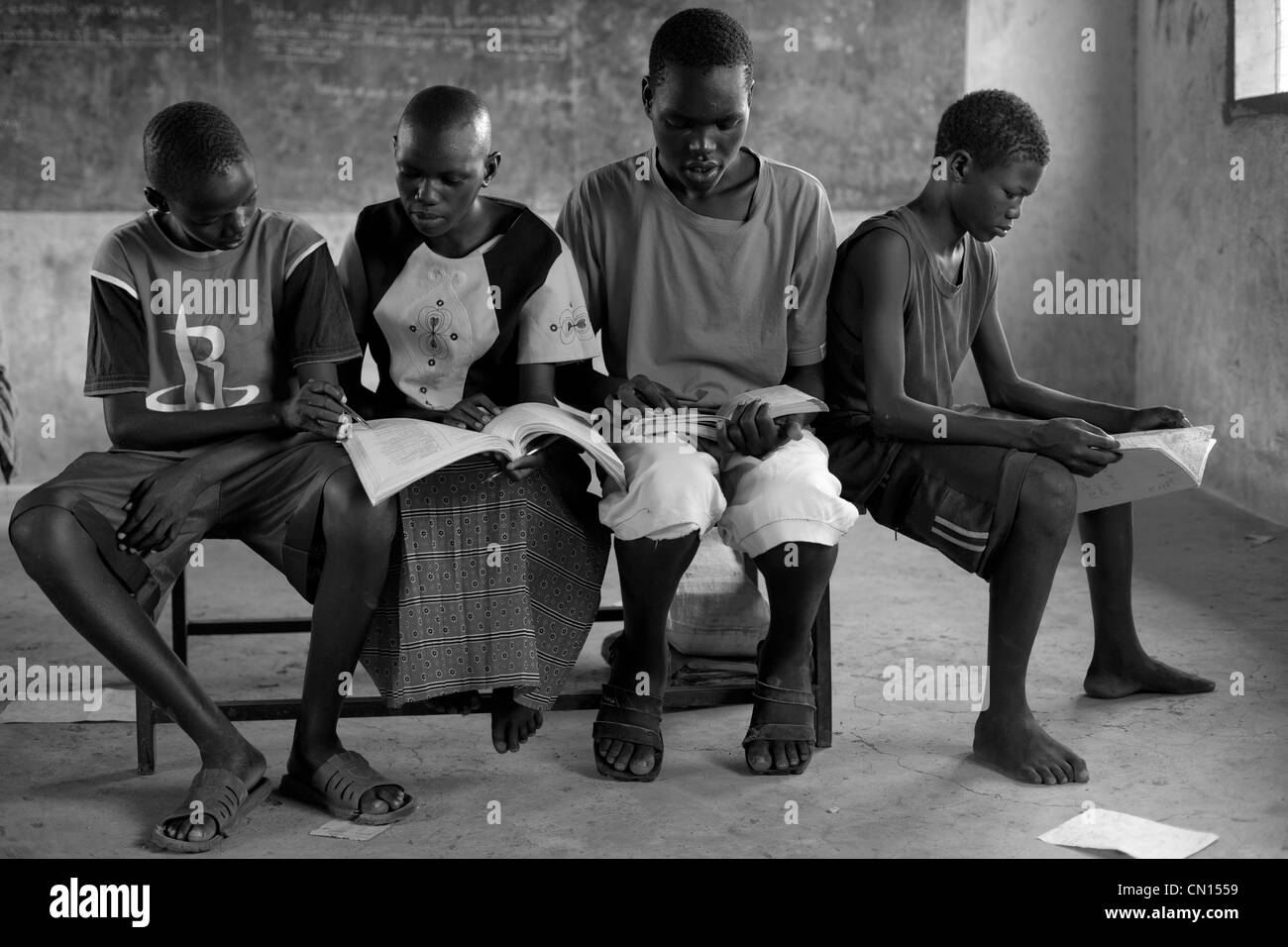 Students in a class in a remote village in the Turkana region. Stock Photo