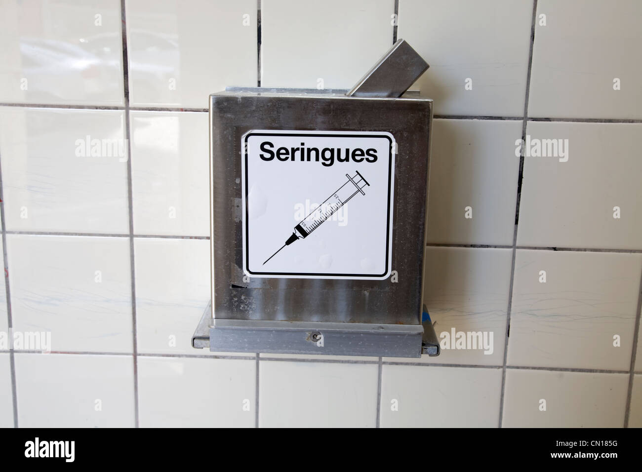 Box for used Syringes Switzerland Stock Photo Alamy