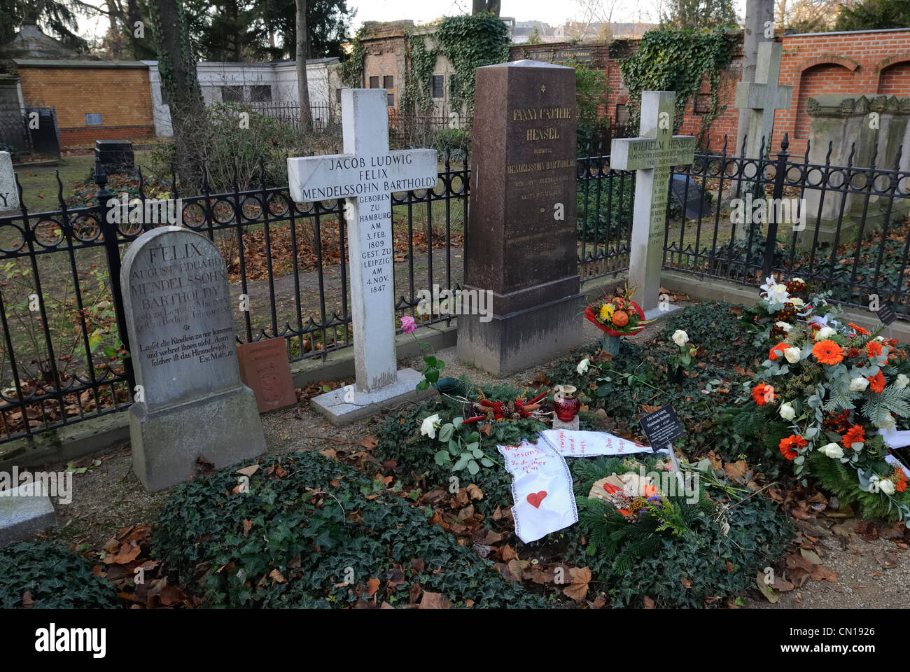 Grave of Felix Mendelssohn Bartholdy (1809 - 1847), German composer, Dreifaltigkeitsfriedhof, Kreuzberg, Berlin, Germany Stock Photo