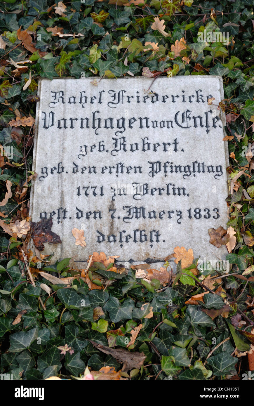 Grave of Rahel Varnhagen von Ense (1771 - 1822), German writer and saloniere, on a cemetery in Berlin Kreuzberg, Berlin, Germany Stock Photo