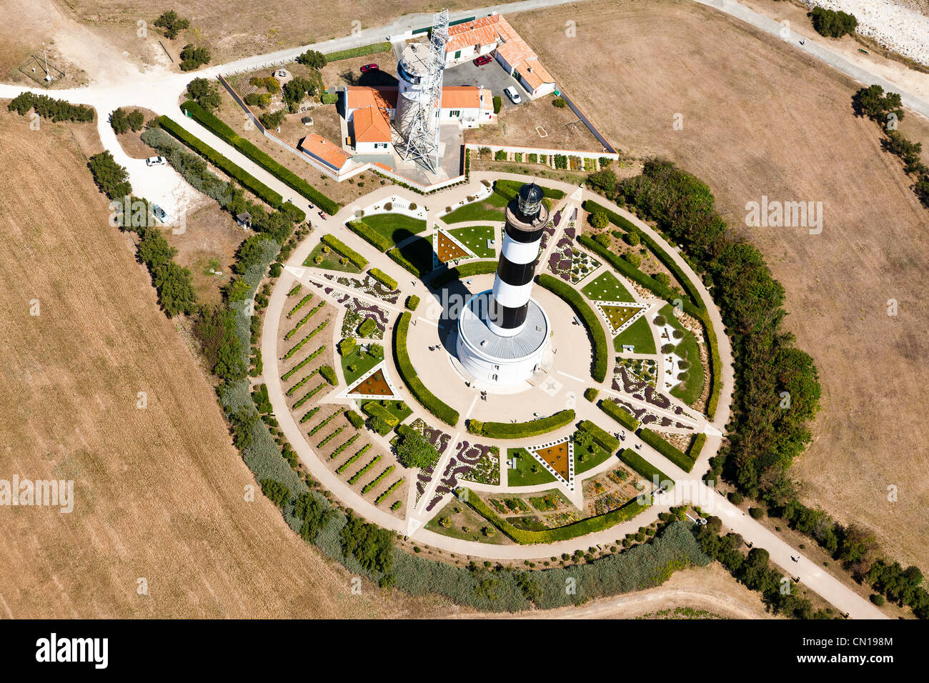 France, Charente Maritime, Saint Denis d'Oleron, Ile d'Oleron, Chassiron lighthouse (aerial view) Stock Photo