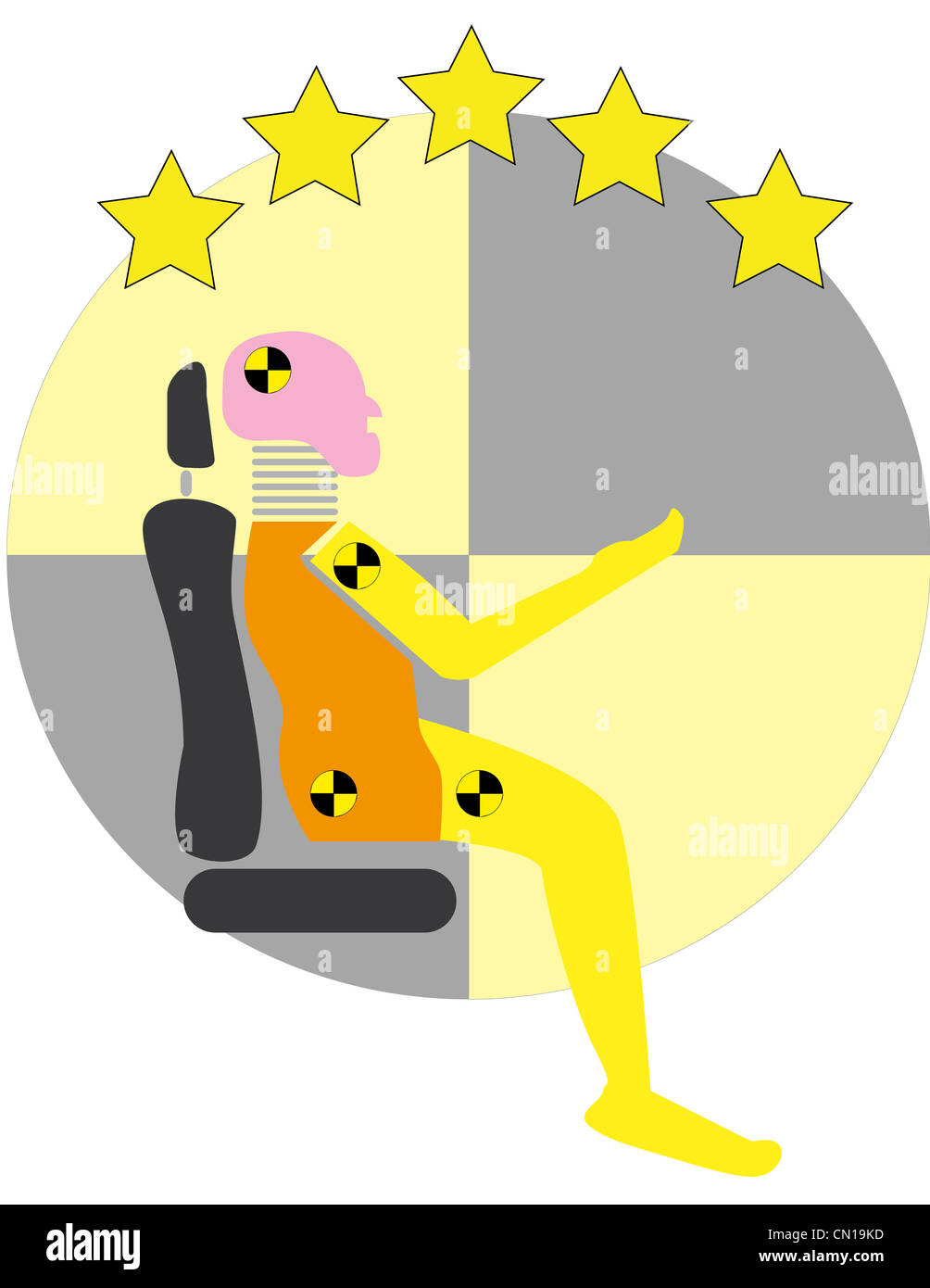 Crash test dummy with danger symbol Stock Photo Alamy