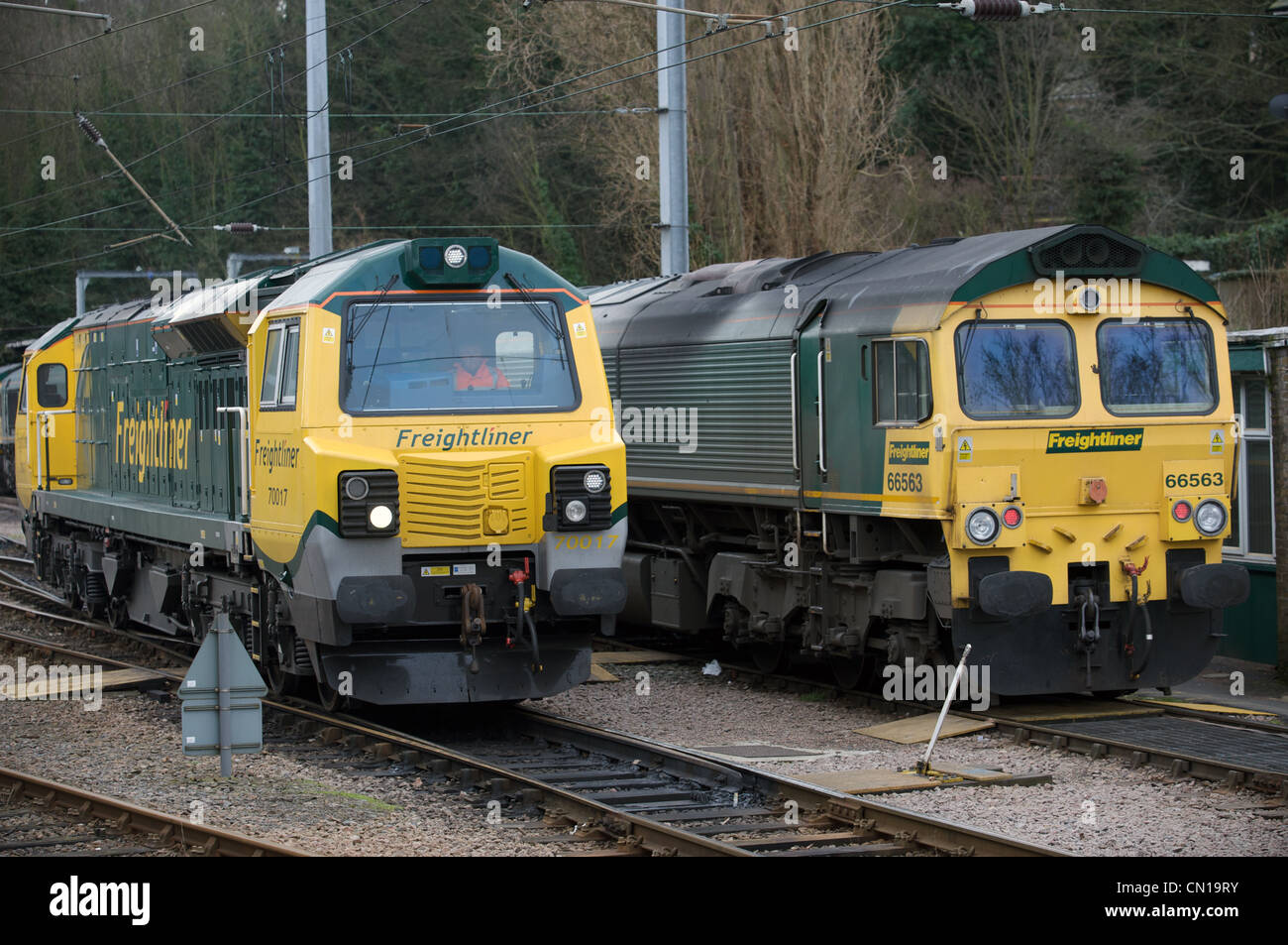 Freightliner diesel locomotives Stock Photo
