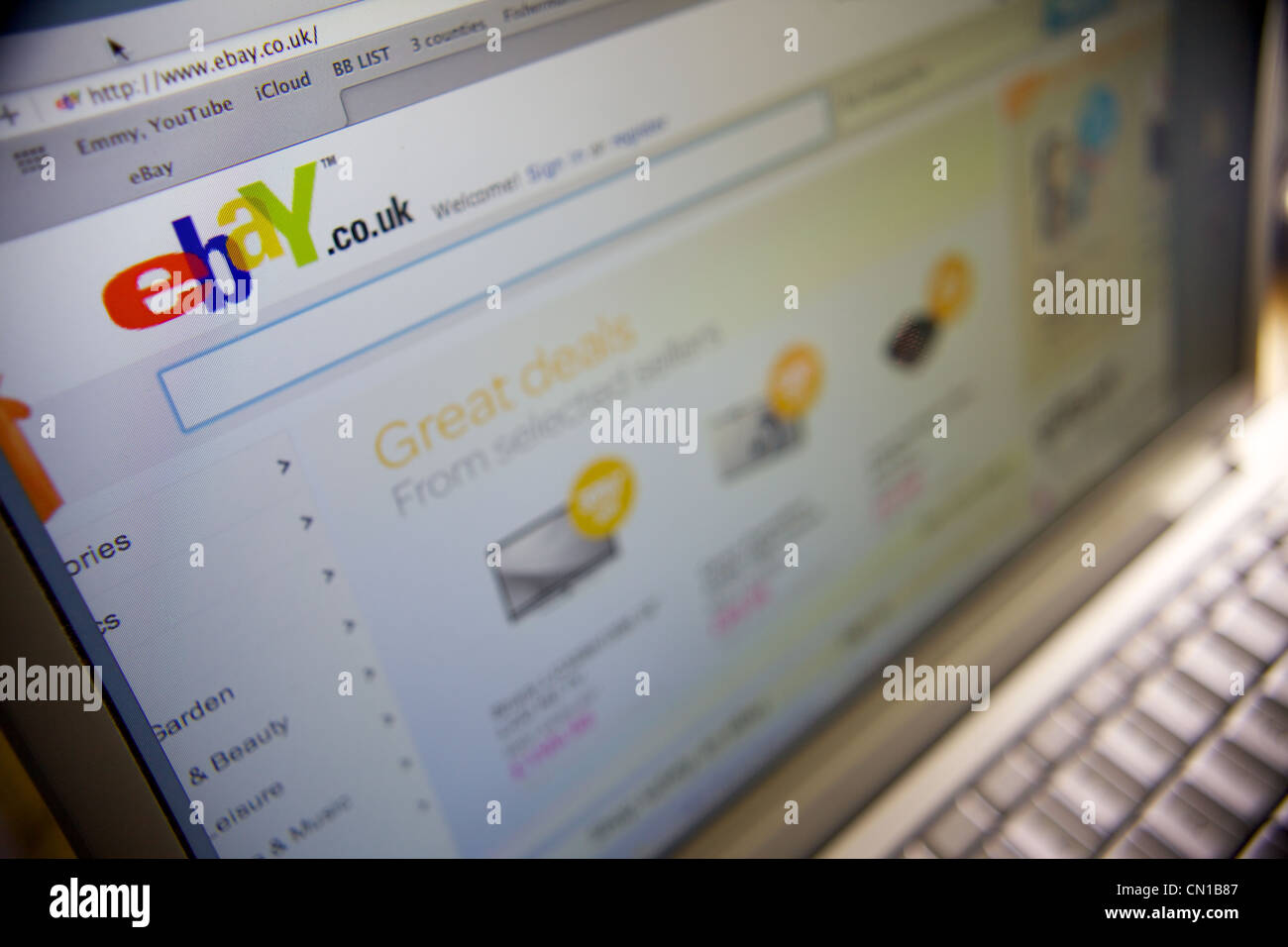 Ebay web page on a laptop Stock Photo