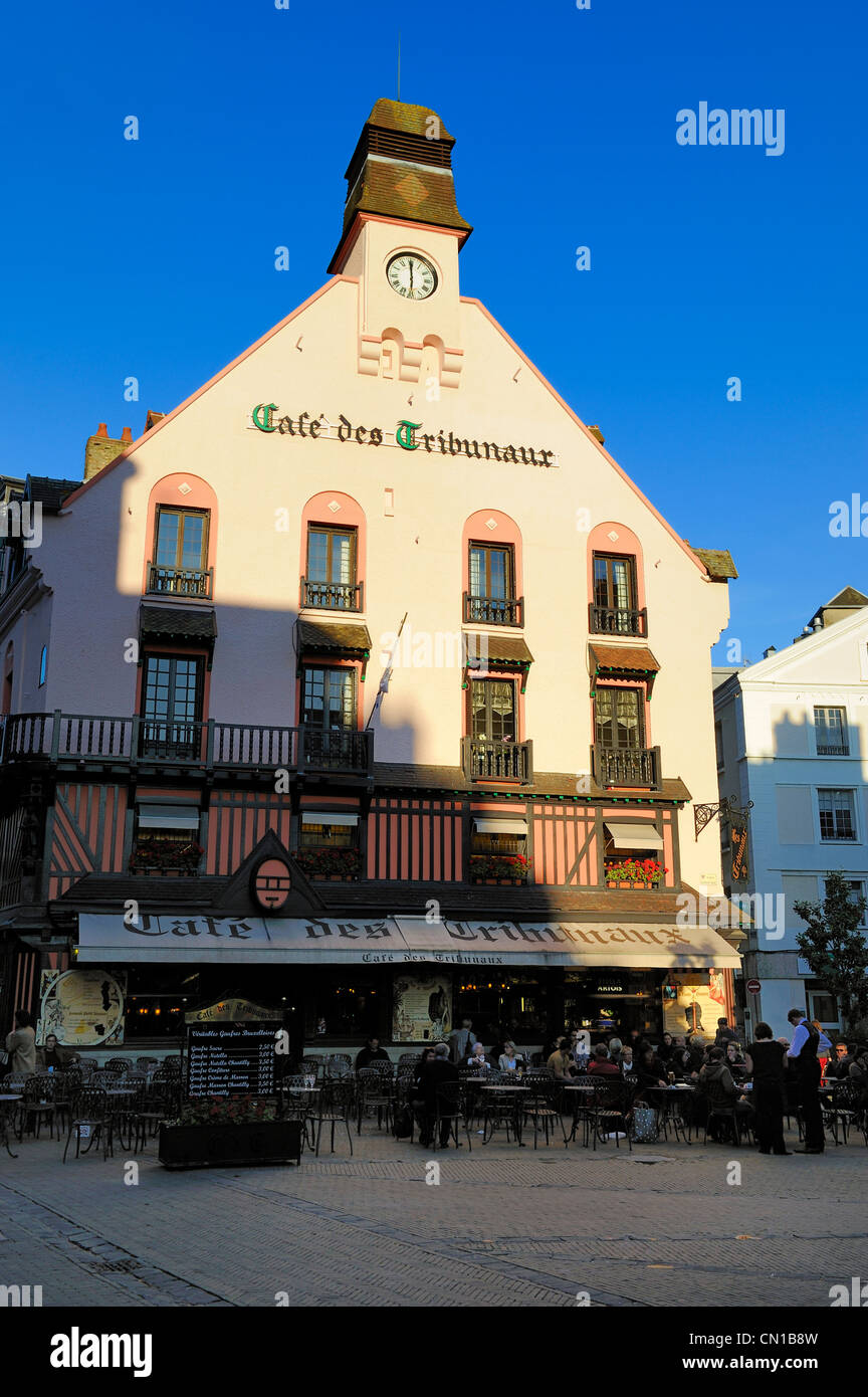 France, Seine Maritime, Dieppe, the Cafe des Tribunaux in the Grande Rue Stock Photo