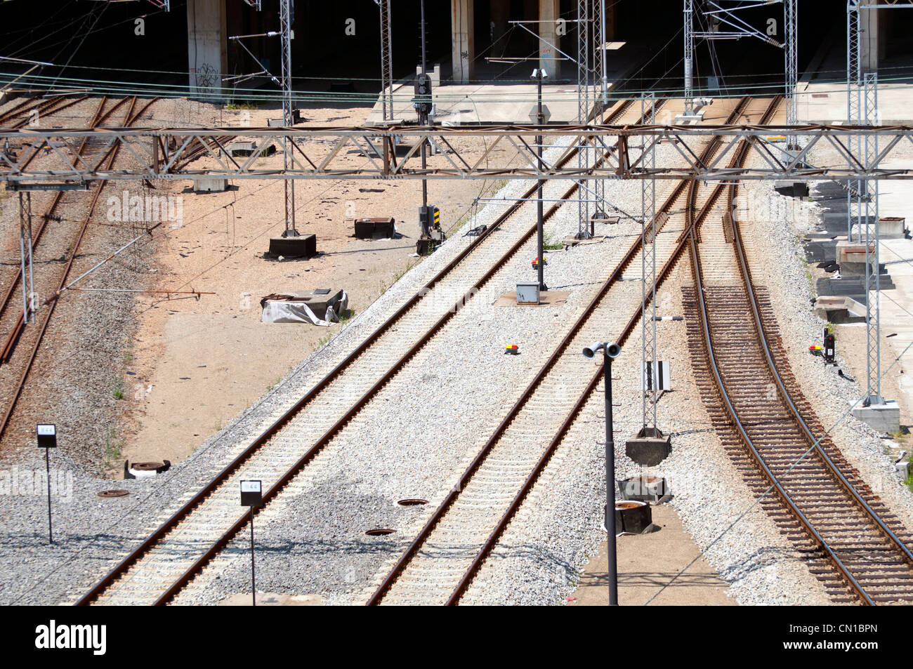 Train line crossing Stock Photo