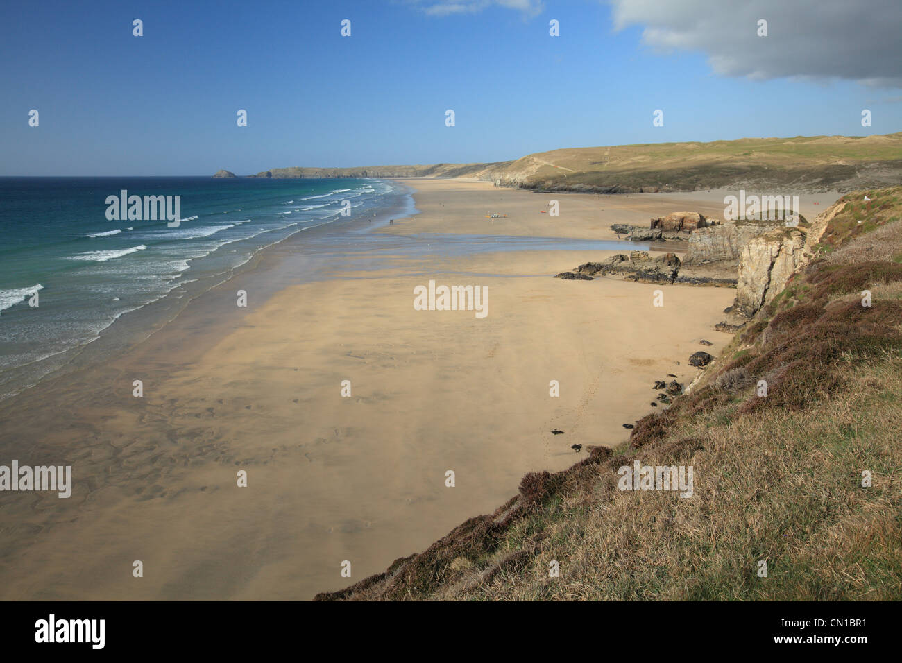 Perranporth beach, North Cornwall, England, UK Stock Photo