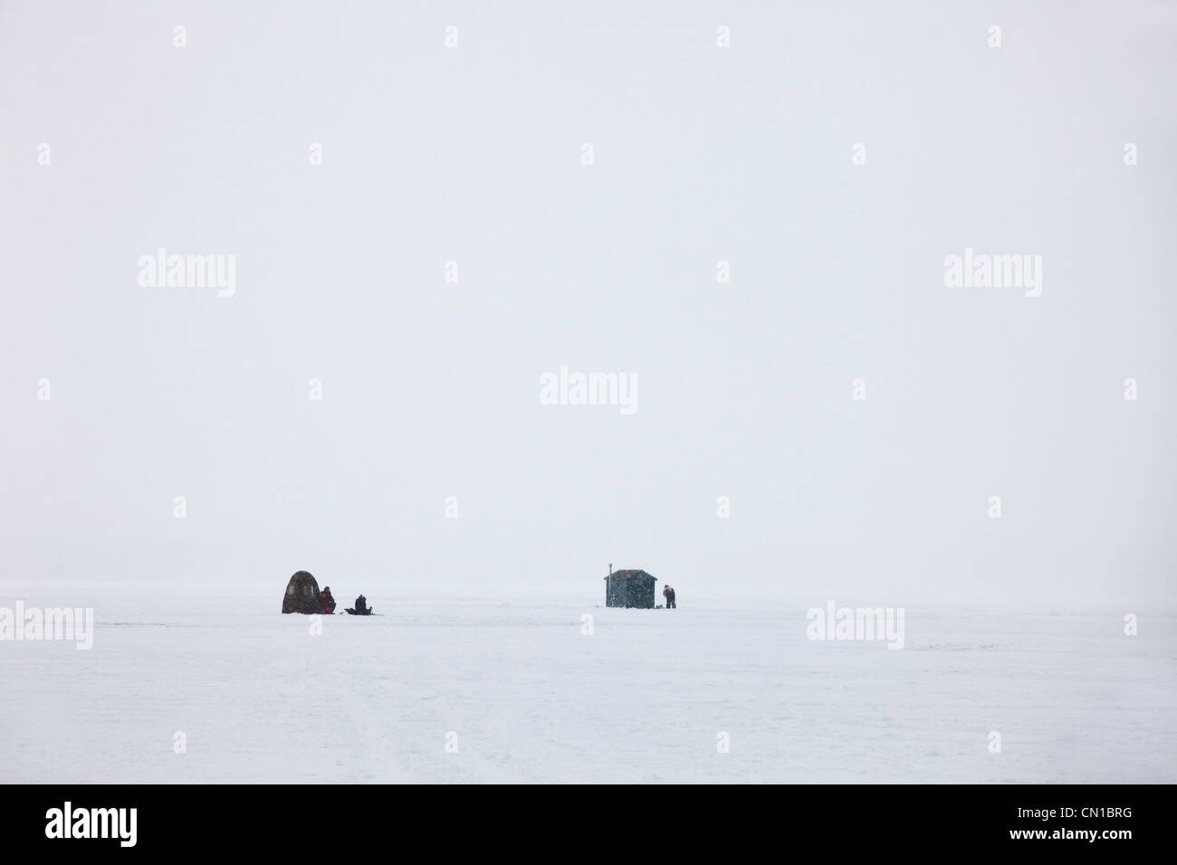 Ice fishing huts, Lake Simcoe, Ontario Stock Photo Alamy
