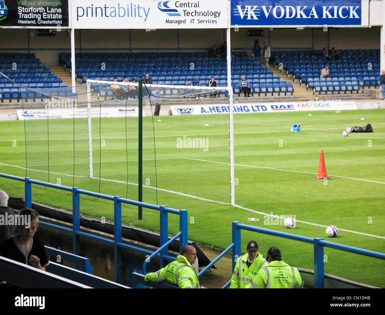 Chesterfield Football Club Saltergate goal post Stock Photo Alamy