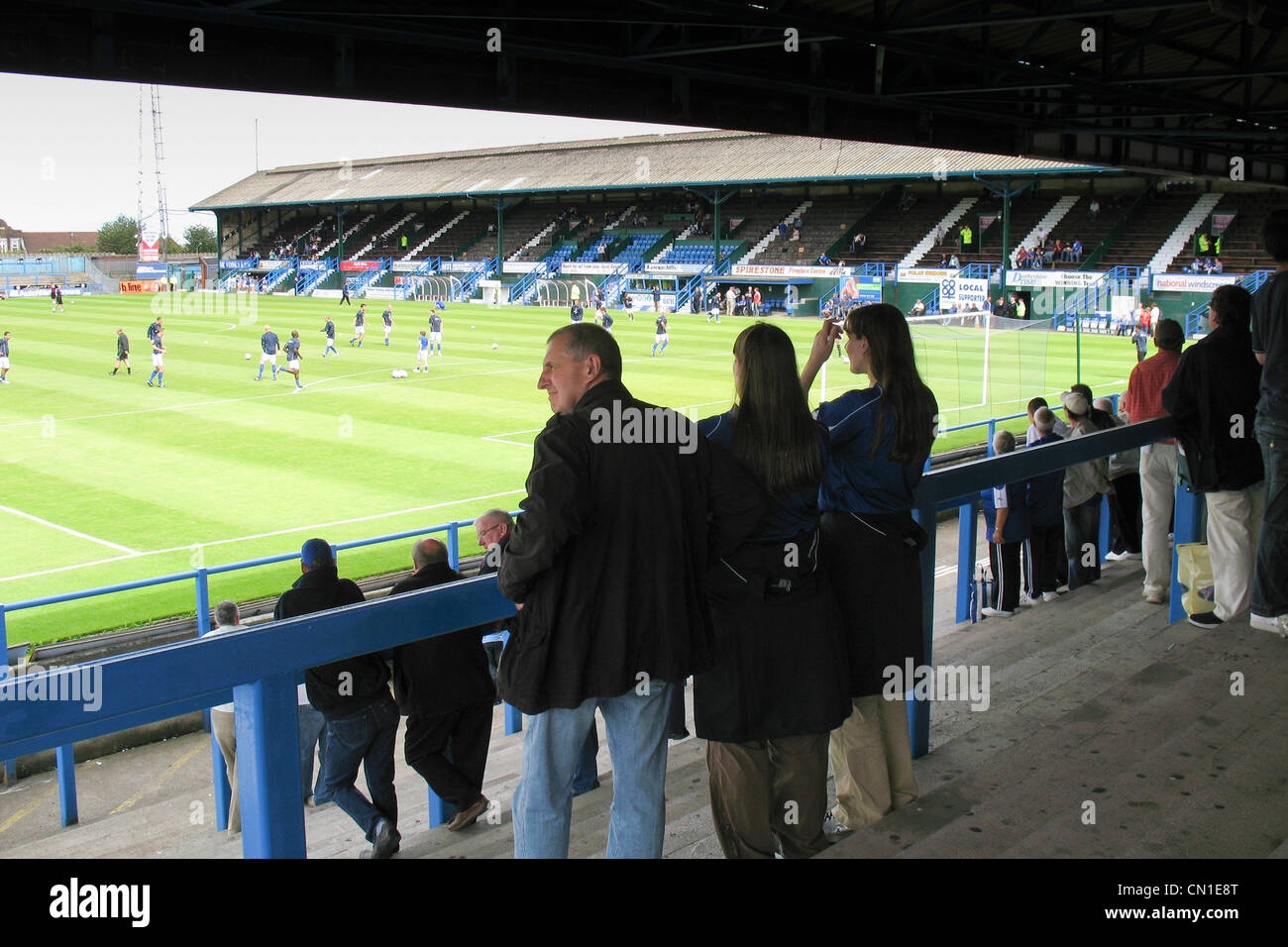 soccer fans at Chesterfield Football Club Saltergate Stock Photo Alamy