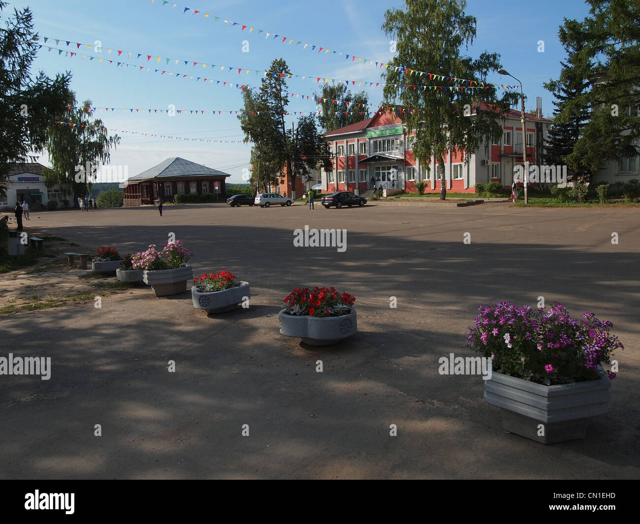 Center of Myshkin, the City of Mice at the River Volga, Russia Stock Photo