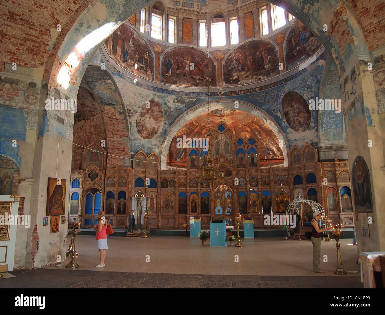 Assumption Cathedral in Myshkin, the City of Mice at the River Volga, Russia Stock Photo