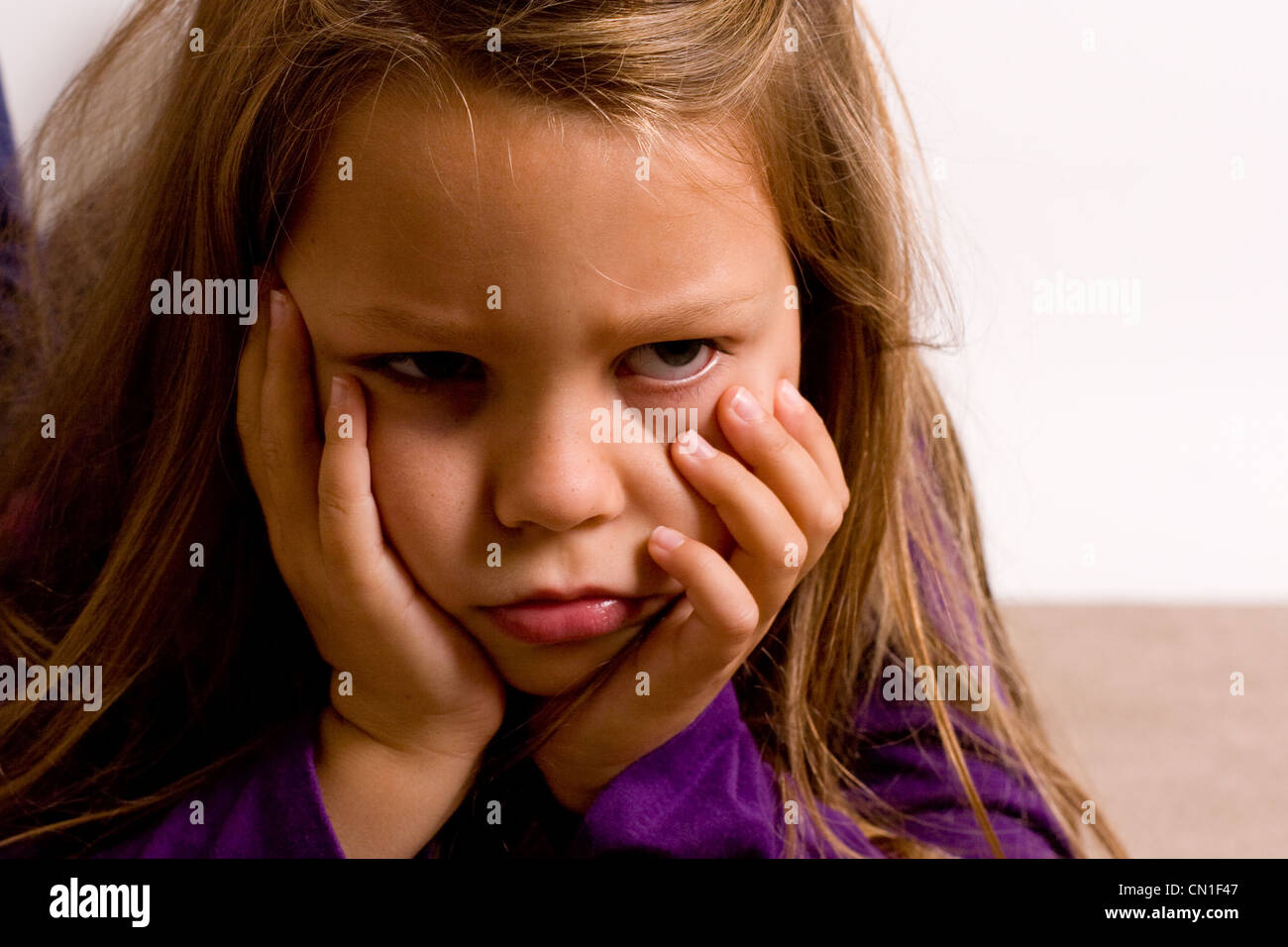 Young pretty five year old girl - angry Stock Photo