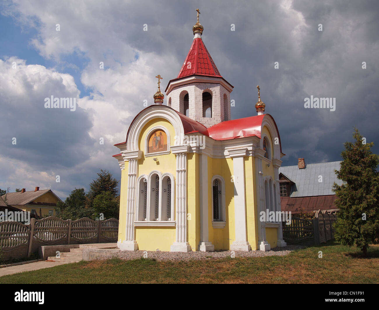 Small Church in Myshkin, the City of Mice at the River Volga, Russia Stock Photo