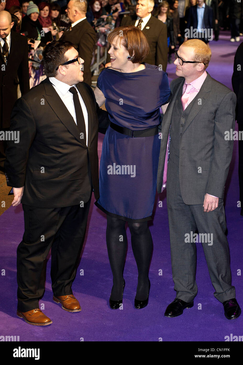 Sigourney Weaver,  Frost and Simon Pegg attends the World premiere of 'Paul' at The Empire, Leicester Square, London, 7th February 2011. Picture by Julie Edwards Stock Photo