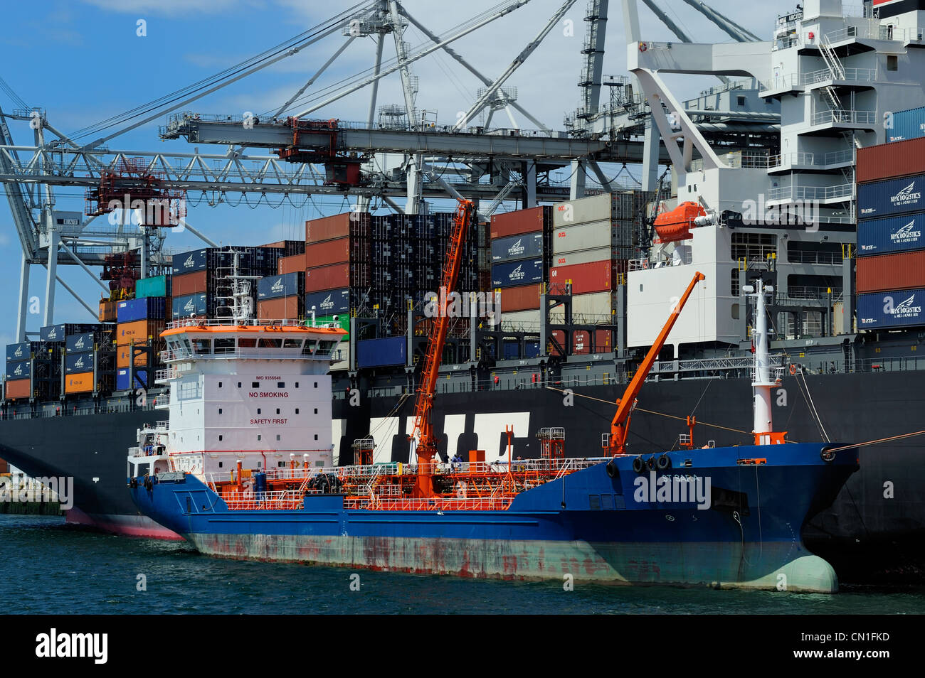 France, Seine Maritime, Le Havre, container ship in the commercial port