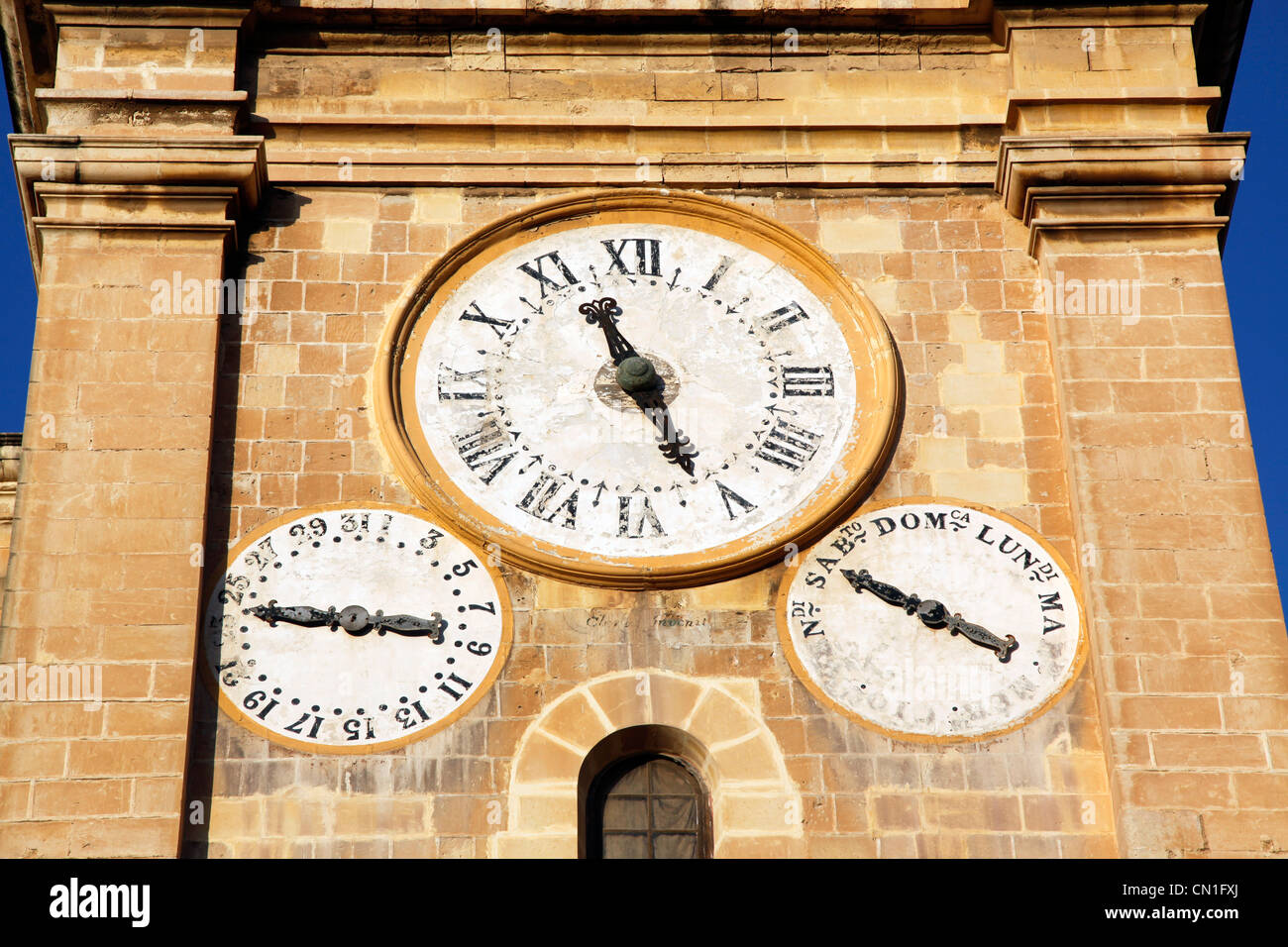 Clock on the CoCathedral of St. John, Valletta, Malta Stock Photo Alamy