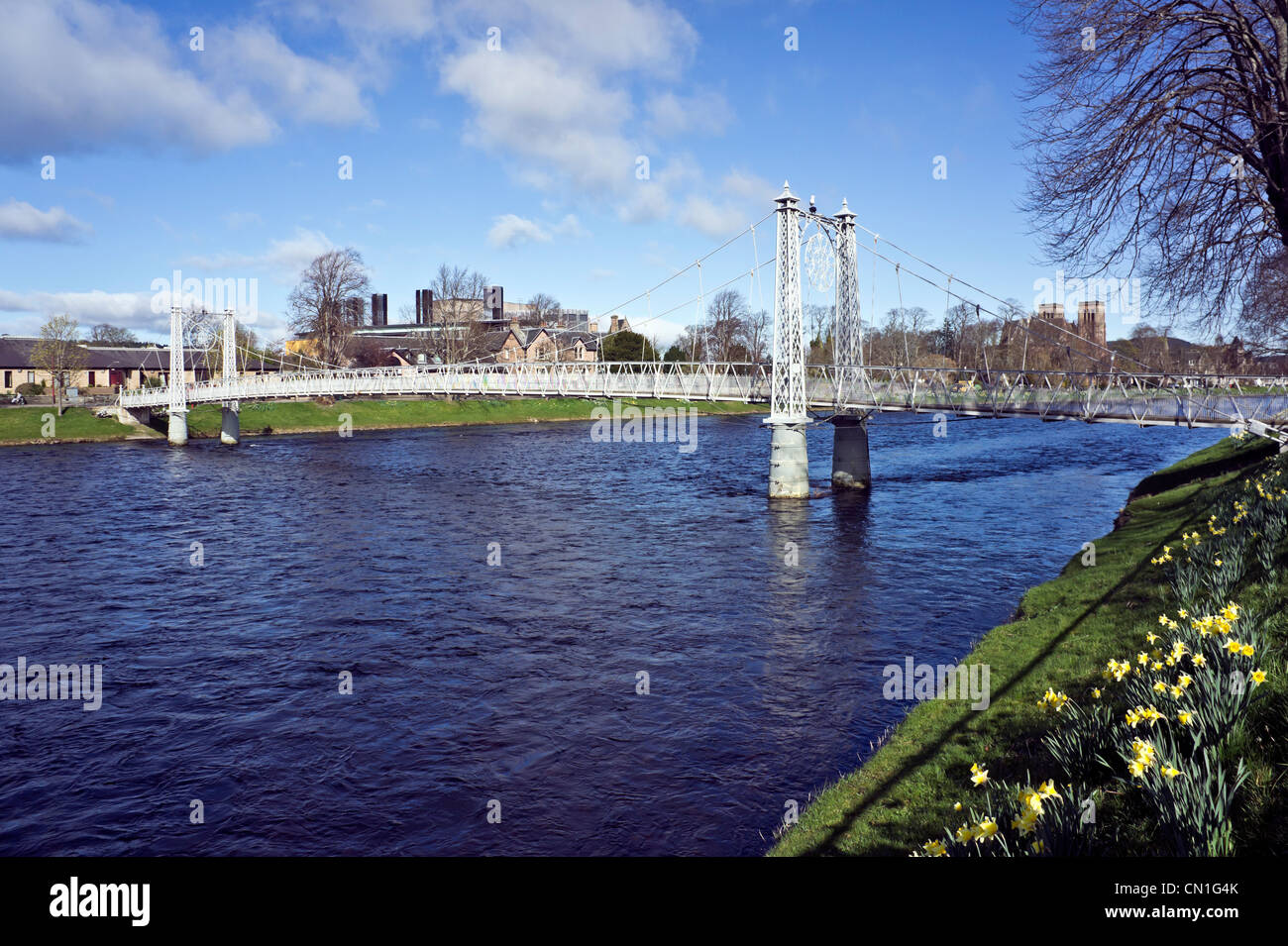 The Infirmary bridge across River Ness between The University and Cavell Gardens Inverness Stock Photo