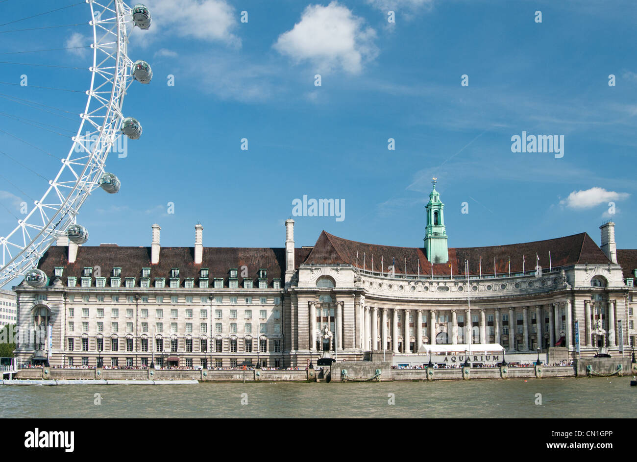The historic London County Hall building by London Eye on South Bank ...
