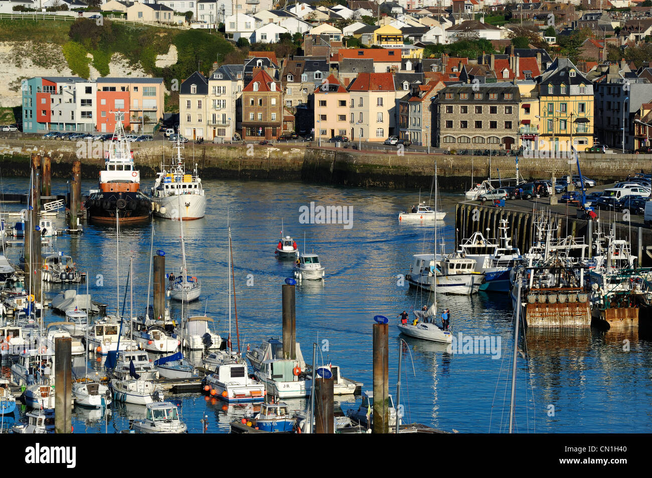 France, Seine Maritime, Dieppe, the harbour and the district of the Pollet Stock Photo