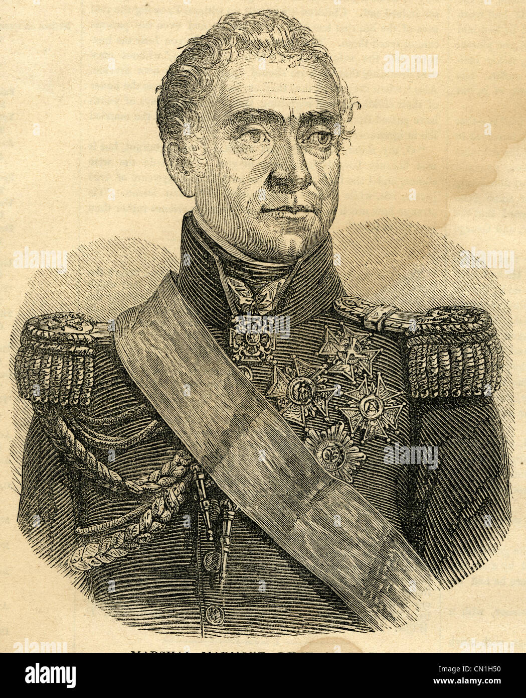 1854 engraving, Marshal Marmont. Stock Photo