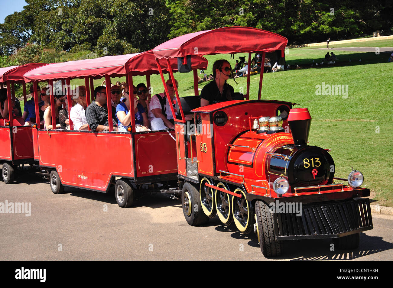 'Choo Choo Express' tourist train at Royal Botanic Gardens, Circular Quay, Sydney, New South Wales, Australia Stock Photo