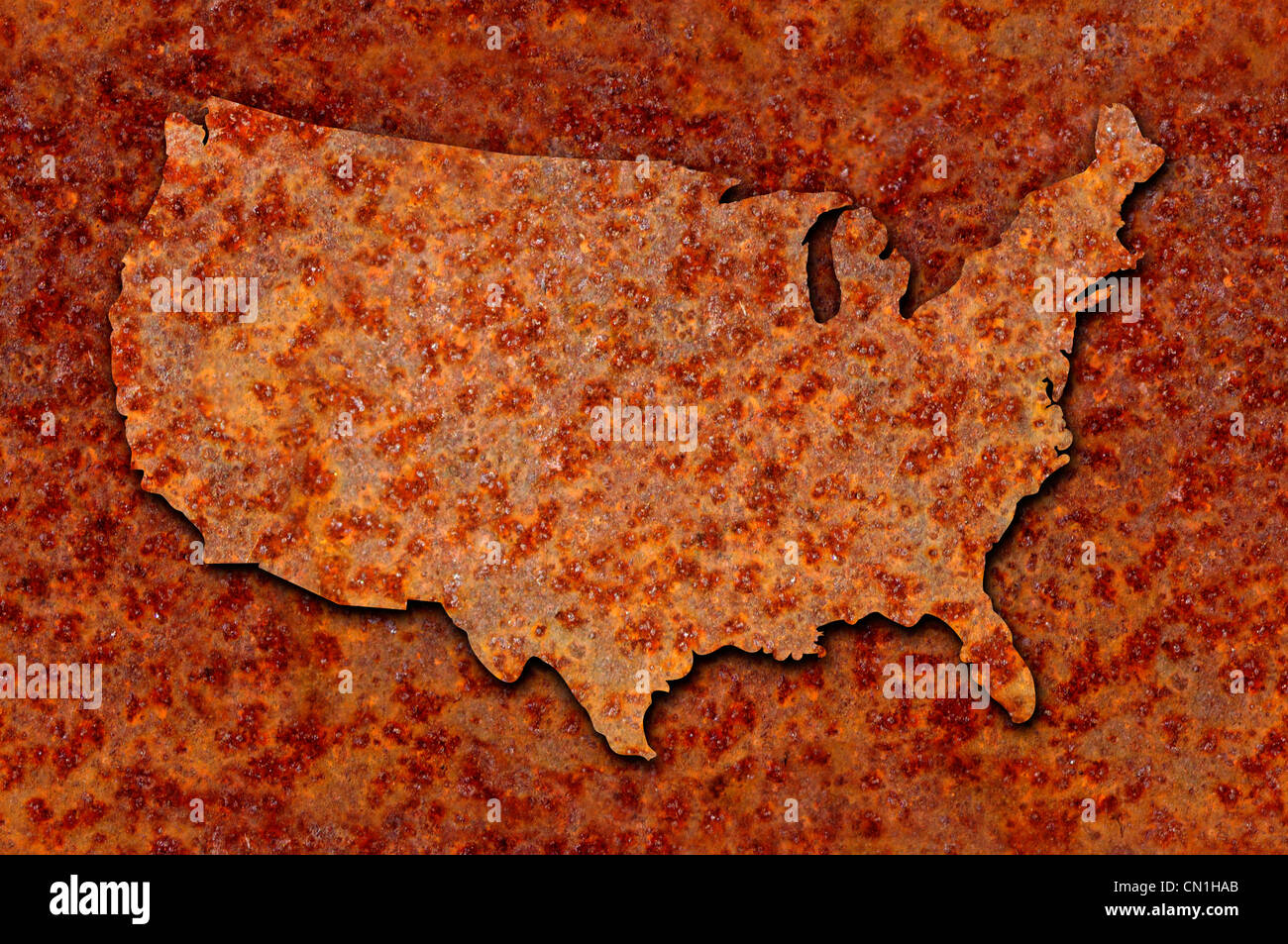 Corrode corroded hi res stock photography - Rusted Corroded Metal Map Of The United States Seamlessly Tileable CN1HAB 