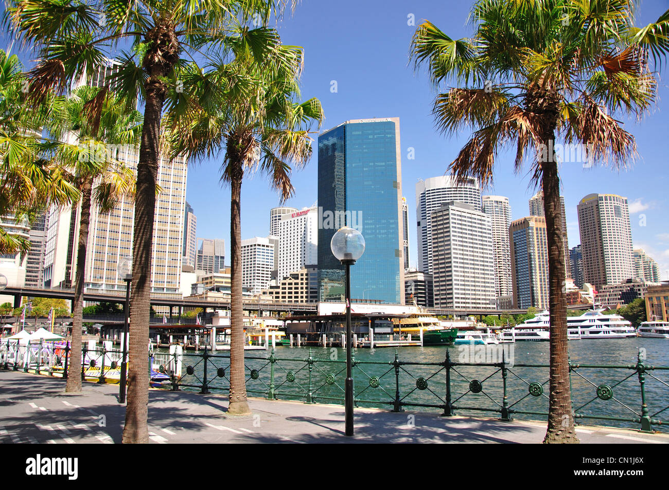Sydney Harbour and CBD from Circular Quay, Sydney, New South Wales, Australia Stock Photo