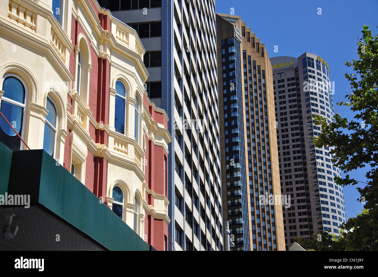 Skyscraper buildings in Alfred Street, Central Business District, Sydney, New South Wales, Australia Stock Photo