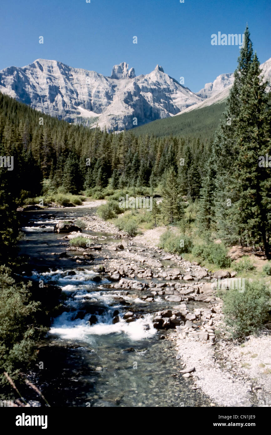 Elbow River heading east towards Calgary, Alberta Stock Photo Alamy