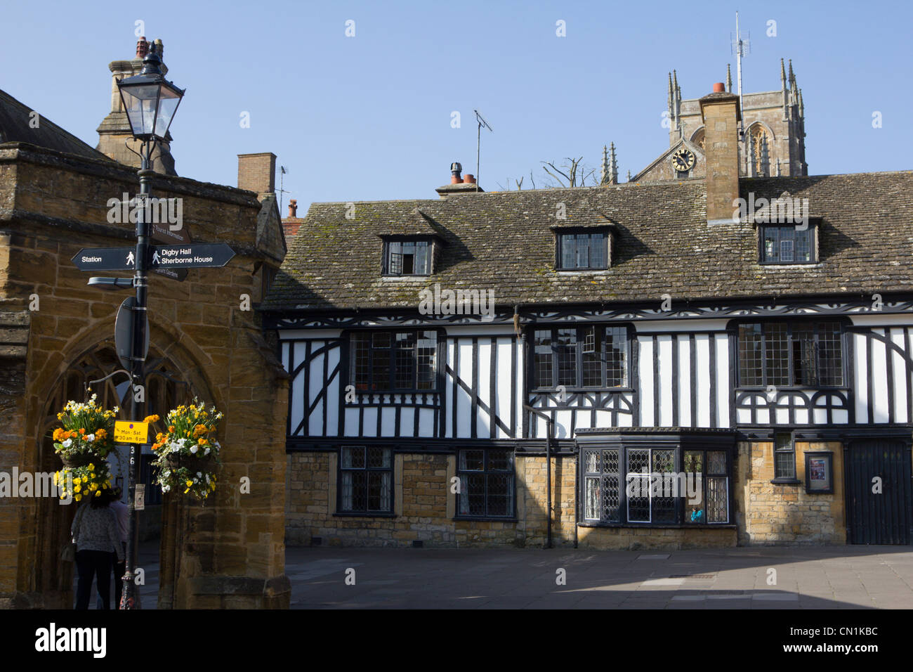 Sherborne market town centre high street dorset england Stock Photo Alamy