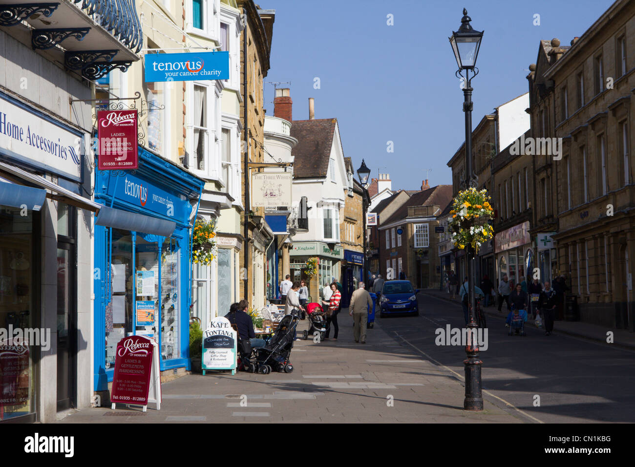 Sherborne market town centre high street dorset england Stock Photo - Alamy