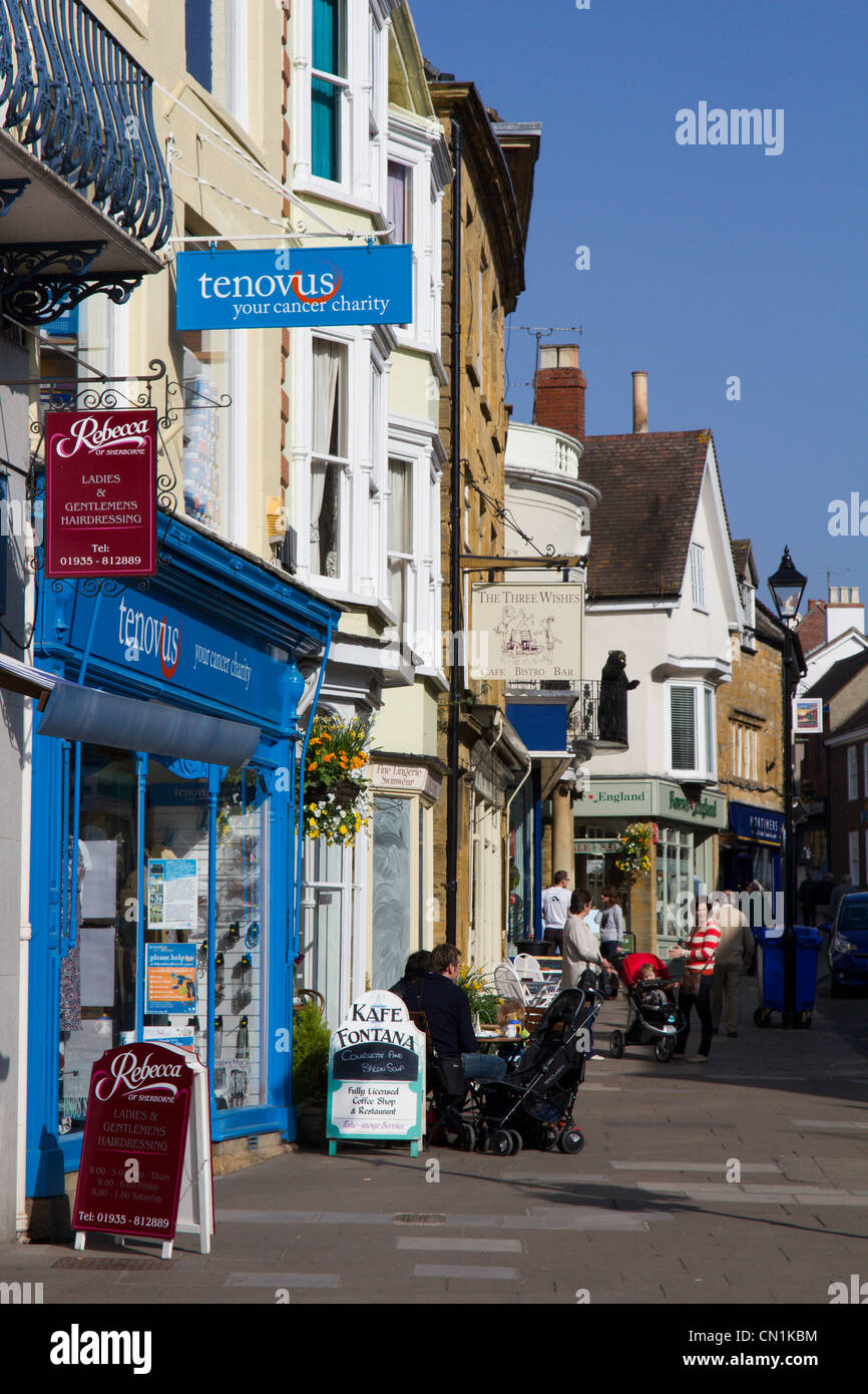 Sherborne market town centre high street dorset england Stock Photo Alamy